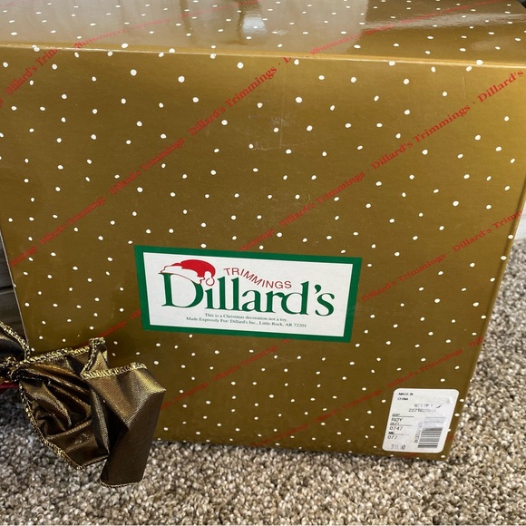 Vintage Dillards Porcelain Flying Angel Christmas Ornament 10” Maroon Gold - Picture 8 of 8